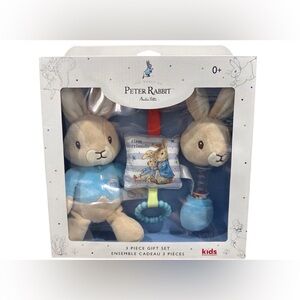 Peter Rabbit 3 Piece Gift Set For Kids - Plush Toy Rattle & Teether - 0+ Months